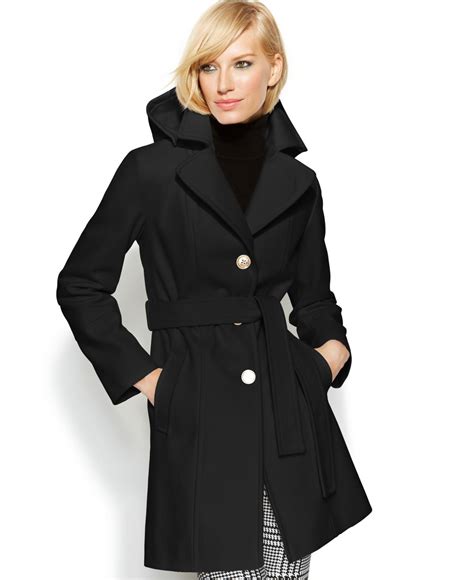 michael kors black coat with hood 1x|Michael Kors wool winter coats.